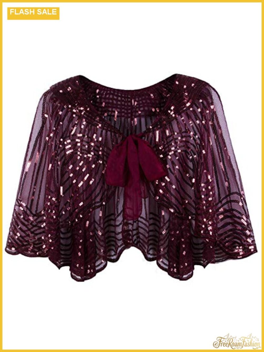 Vintage Sequin Art Deco Bridal Shawl Capelet - Gatsby Evening Wrap